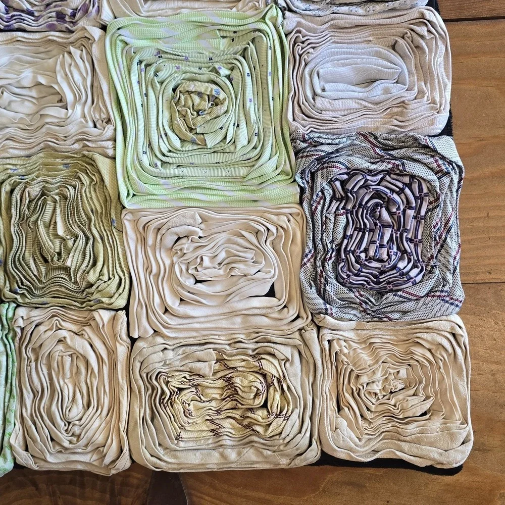 Vintage‎ Dreamweavers Handmade Silk Tie Pillow Cover with Hand-Rolled Roses